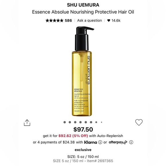 Shu Uemura Essence Absolue Nourishing Protective Hair Oil 30ml - Picture 2 of 2